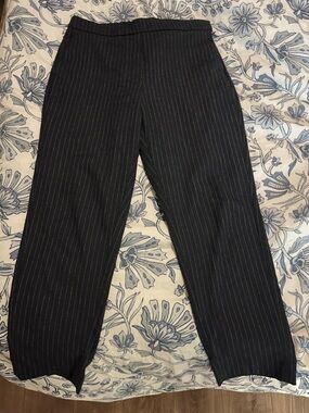 Massimo Dutti Navy Pinstripe Dress Trousers